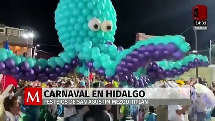 El carnaval de San Agustín Mezquititlán se llena de color con una comparsa de pulpo gigante