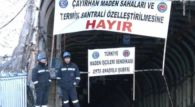 Çayırhan Termik Satrali işçileri kendilerini madene kapattı
