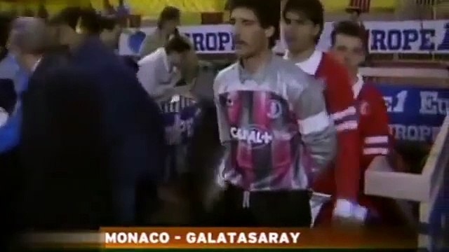 1 Mart 1989 Şampiyon Kulüpler Kupası Çeyrek Final ilk maçı. Monaco 0-1 Galatasaray