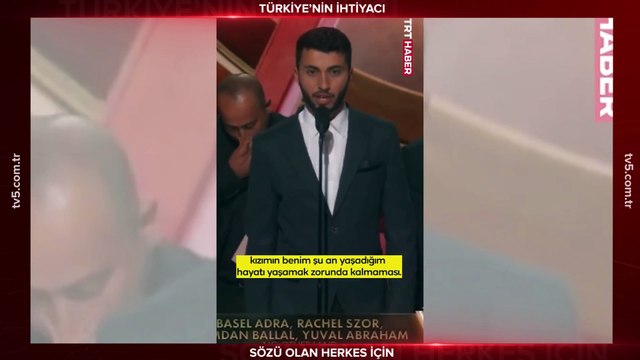 Filistinlilerin yaşadıklarını anlatan No Other Land filminin yönetmenlerinden Basel Adra Oscar töreninde dünyaya seslendi