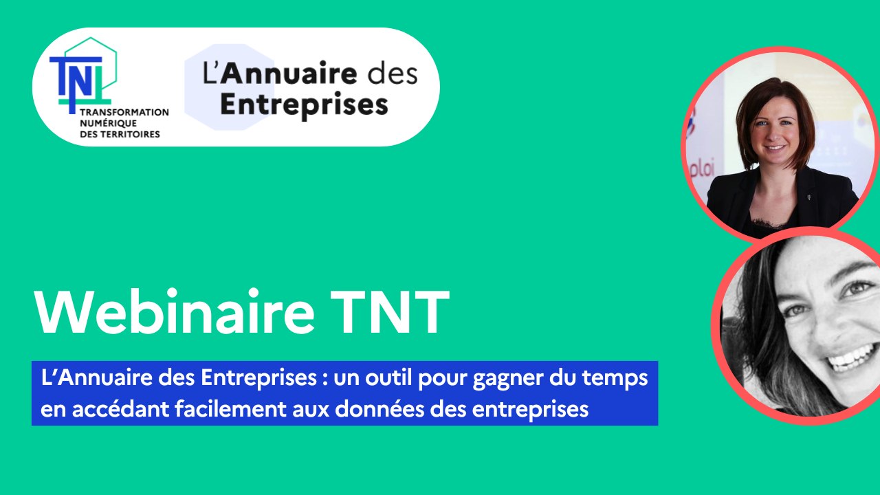 [WEBINAIRE TNT] L’Annuaire des Entreprises : un outil pour gagner du temps en accédant facilement aux données des entreprises