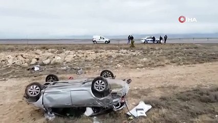 Yoldan çıkan otomobil takla attı! 3 yaralı