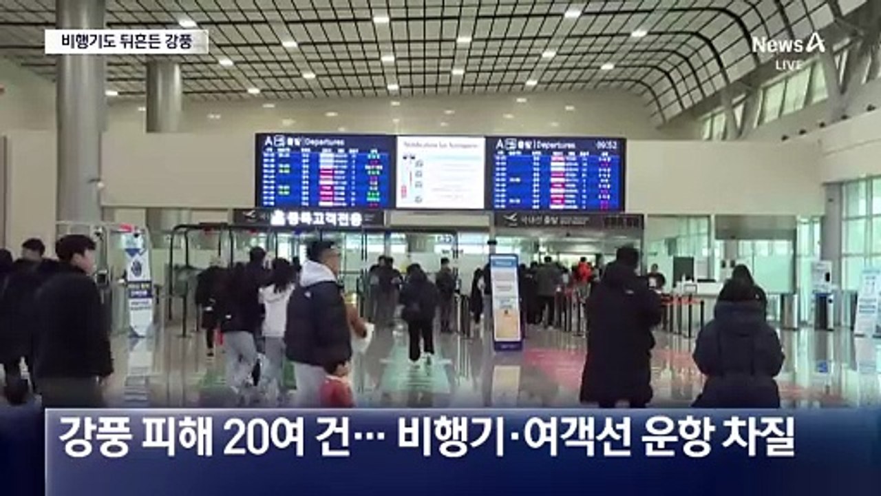 강풍에 비행기 휘청…결항에 정전까지