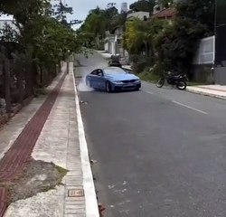 Motorista de BMW tenta dar showzinho em Baneário Camboriú e acaba a pé