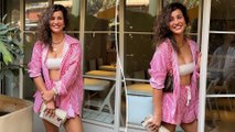 Aisha Sharma's Jaw-Dropping Sassy Striped Sizzling Look! Spotted In The City!