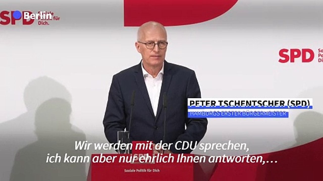 Tschentscher: SPD-CDU-Bündnis in Hamburg nur 'zweite Wahl'