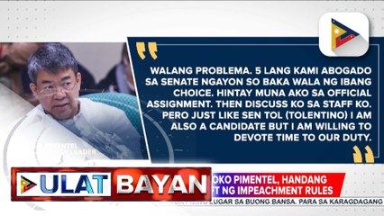 Senate Minority Leader Koko Pimentel, posibleng pangunahan ang pag-draft ng impeachment rules