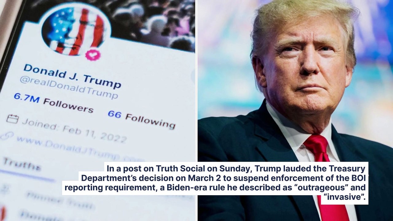 Trump Praises Treasury's Move To Suspend 'Outrageous' BOI Rule Aimed At Curbing Illegal Activities: 'Biden Rule Has Been An Absolute Disaster For Small Businesses'