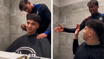 Lamine Yamal y su 'talento oculto' se anima a cortarle el pelo a su barbero