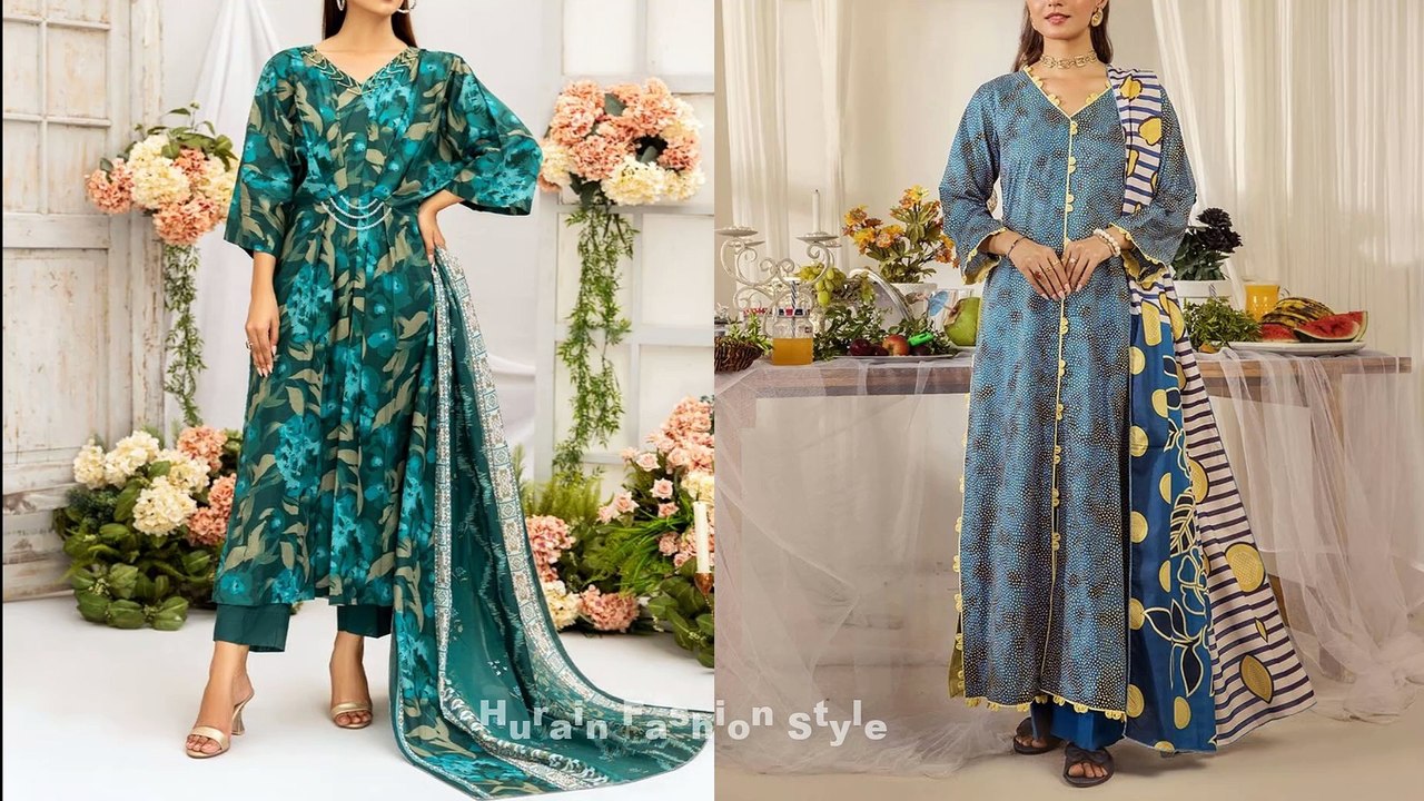 Trending Long Kurti Dress Designs For Eid/Lawn Cotton Linen Dress Designing Ideas/Summer Dress Designs