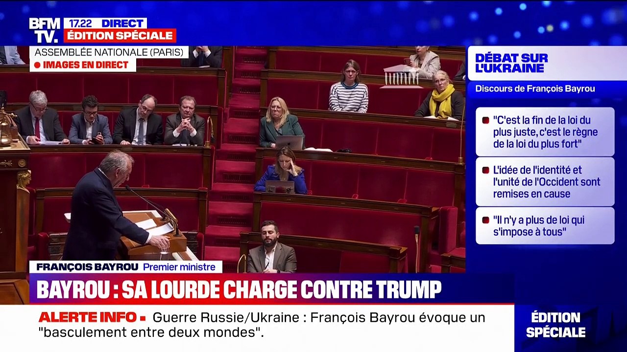 "On veut nous cerner, on veut nous assujettir, pour nous plier, nous aussi, à la loi du plus fort", déclare François Bayrou