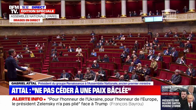 Gabriel Attal (Renaissance) à Marine Le Pen: L'Ukraine brûle et, encore, vous regardez ailleurs