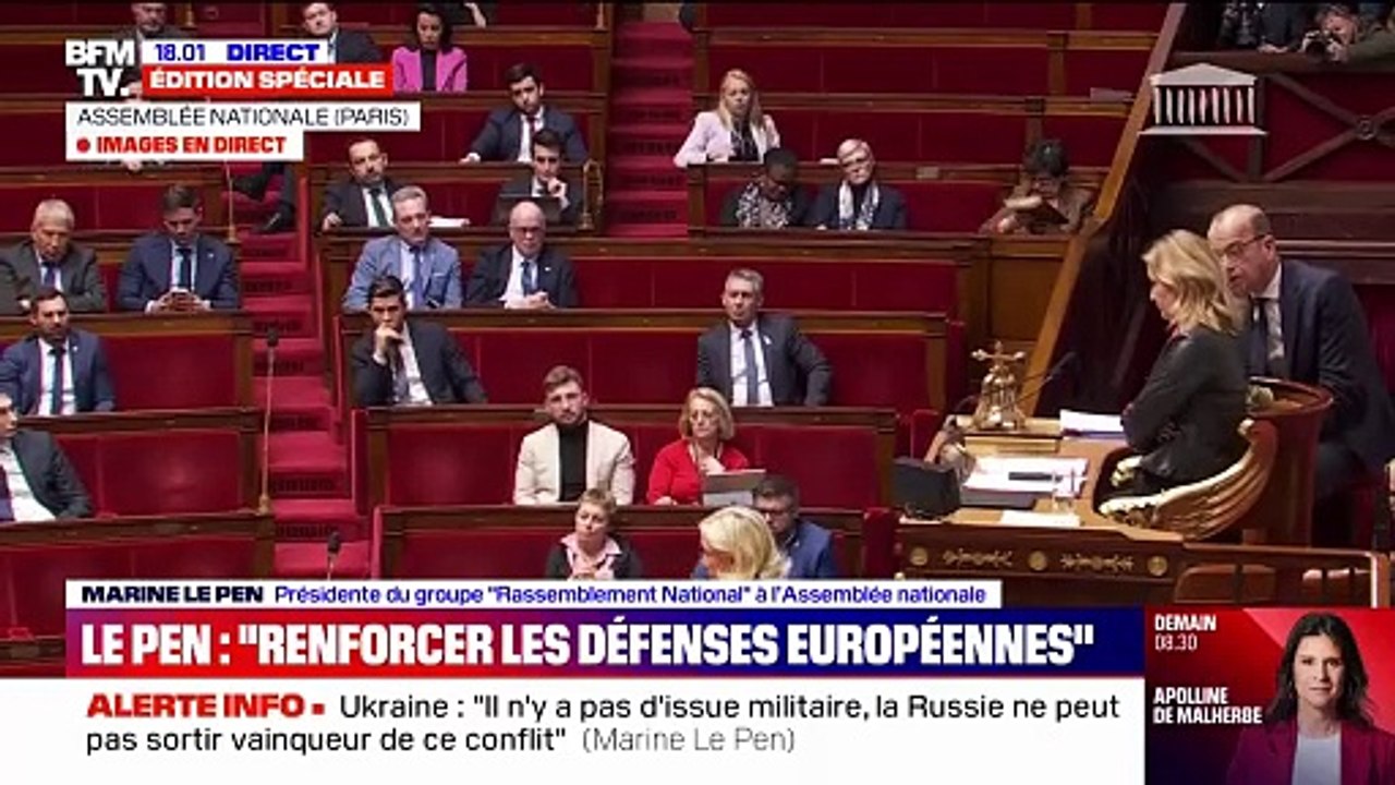 Débat sur l'Ukraine: les discours de Marine Le Pen, Gabriel Attal et Boris Vallaud en intégralité