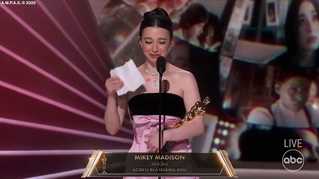 oscar winners 2025 Mikey Madison accepts the award for best actress for her role in 'Anora'