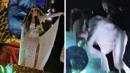 Galilea Montijo sufre fuerte caída en pleno Carnaval de Mazatlán