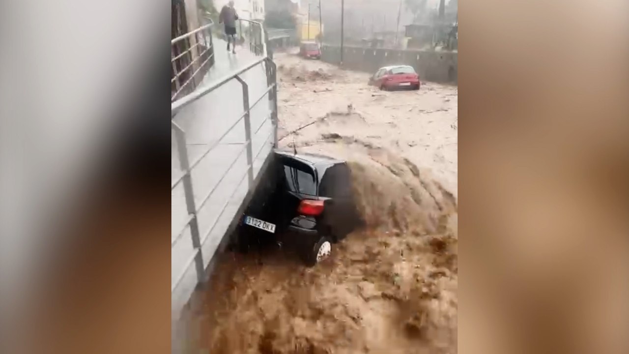 Impactantes imágenes de las fuertes lluvias e inundaciones en Gran Canaria