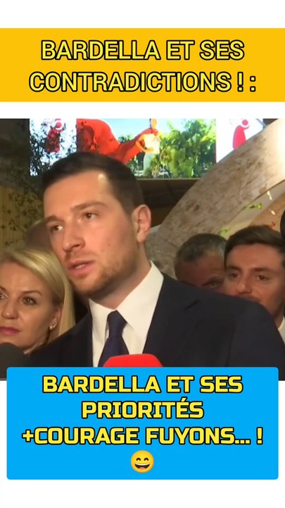 BARDELLA ET SES CONTRADICTIONS : ''NOUILLES DANS LE SLIP, VERSUS STEVE BANNON'' : "COURAGE, FUYONS !..."#Bardella #rn #politique #menteur #contradictions #jordanbardella #extremedroite #nationalisme #nationaliste #patriotes #hanouna #88 #1984
