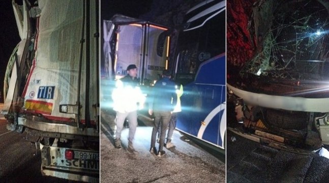 Mersin'de yolcu otobüsü, TIR'a çarptı: 10 yaralı