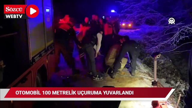 Otomobil, 100 metrelik uçuruma yuvarlandı
