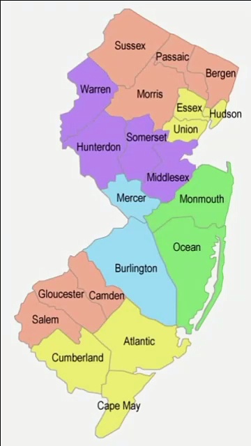 Map of New Jersey. Peta New Jersey. New Jersey Map. Map of New Jersey State. Peta Negara Bagian New Jersey. New Jersey State Map. Map of State of New Jersey. State of New Jersey Map. Peta Jersey Baru. Peta Negara Bagian Jersey Baru
