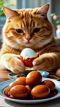 Cat is boiling Egg || Hardworking cat video