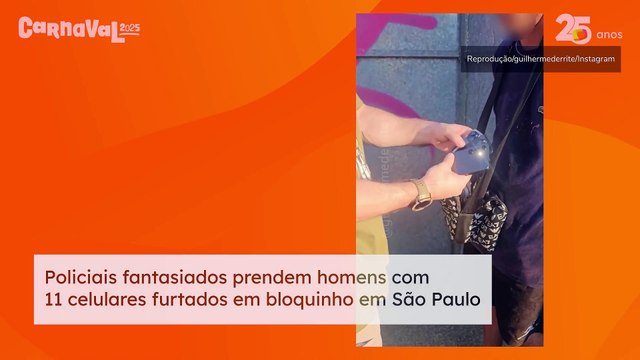 Policiais fantasiados prendem homens com 11 celulares furtados em bloquinho em São Paulo