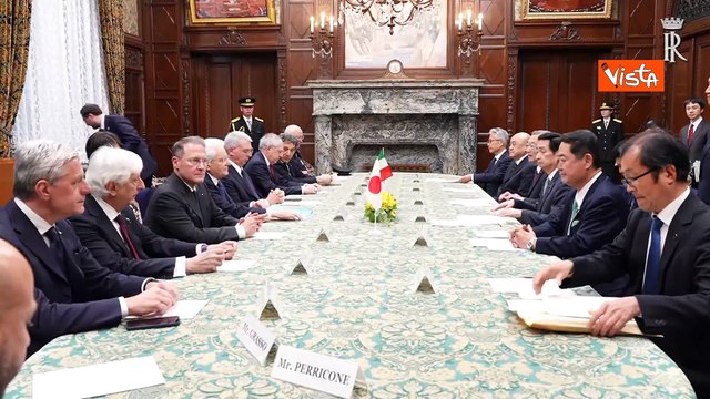 Mattarella in Giappone a colloquio con il Presidente della Camera dei Consiglieri, Sekiguchi
