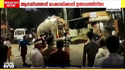 തൃശൂർ കുന്നംകുളത്ത് ഉത്സവത്തിനിടെ ആനയിടഞ്ഞു; റോഡിൽ തുടരുന്നു