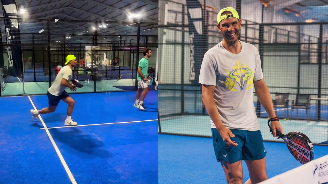 Padel 2025 - Rafael Nadal playing padel at Rafa Nadal Academy with Carlos Moya