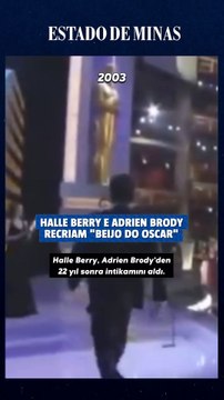Halle Berry e Adrien Brody recriam beijo do Oscar
