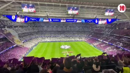 Espectacular mosaico del madridismo para calentar el derbi de Champions: "Yo te quiero ver campeón"