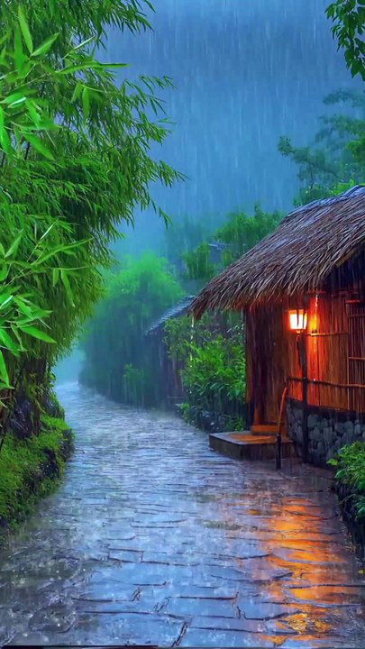 Warm Lantern Glow, Thatched HutWarm Lantern Glow, Thatched Hut.