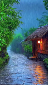 Warm Lantern Glow, Thatched HutWarm Lantern Glow, Thatched Hut.