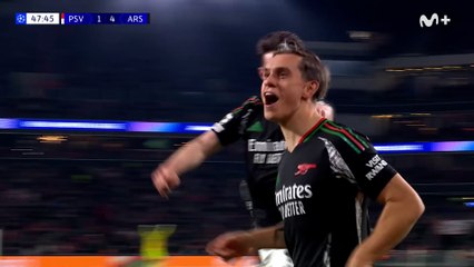 Gol de Trossard (1-5) en el PSV 1-7 Arsenal