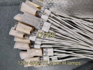 Twin tube half gold coated halogen heat lamps 75.5mm 120v 490w heat tubes