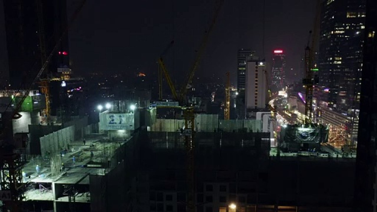 Urban Construction Site at Night