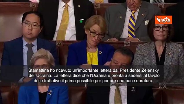 Trump al Congresso: Lettera da Zelensky, ? pronto per la pace