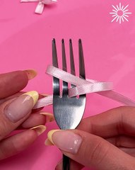 Tiny bows in seconds with this fork trick🎀