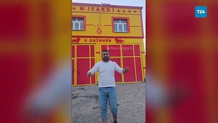Galatasaraylı taraftar Icardi ve Osimhen sevgisini evinin duvarlarına işledi