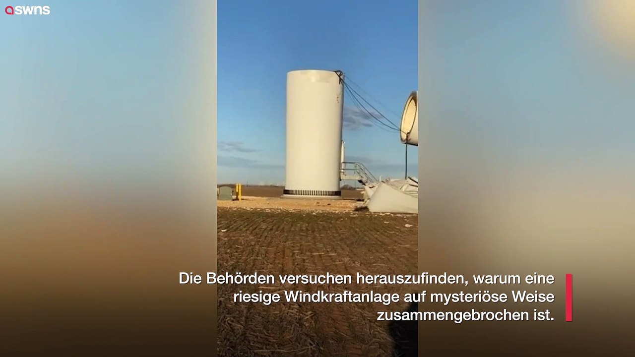 Riesige Windturbine stürzt auf mysteriöse Weise ein