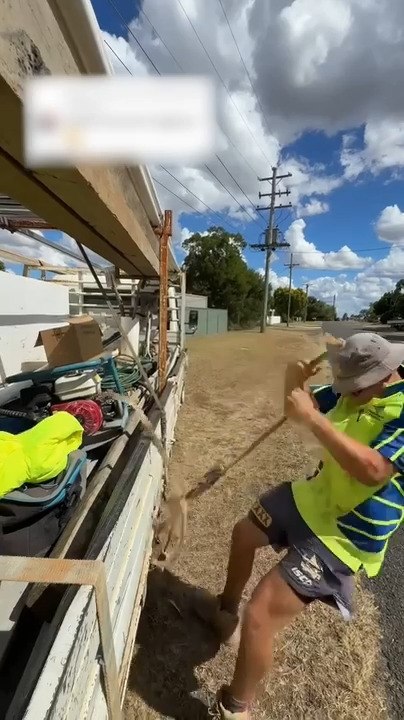 Man Falls While Doing Ratchet Straps on Truck After Strap Snaps
