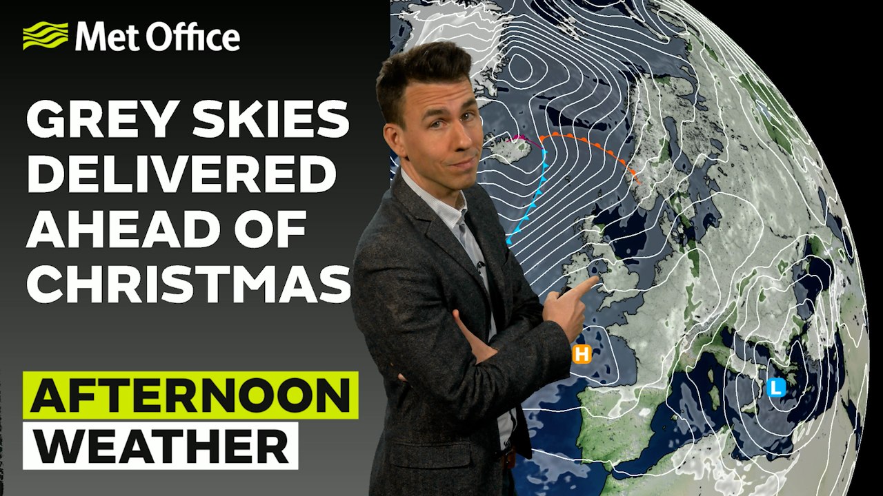 Met Office Evening Weather Forecast 23/12/2024 - A lot of cloud and some patchy rain