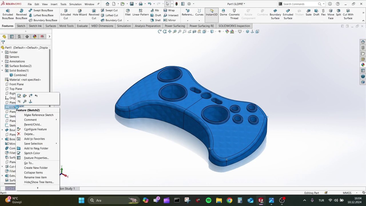 SOLIDWORKS | GAME CONSOL DRAWNING SURFACE TECHNIQUES| DESIGN AND ...