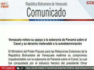 Comunicado | Venezuela reafirma su compromiso inquebrantable con la soberanía de Panamá