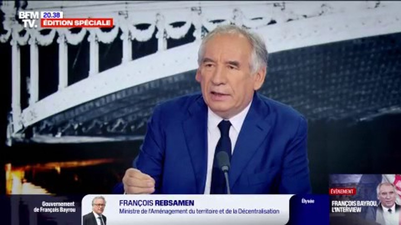 Suivez en direct l'interview de François Bayrou, invité exceptionnel de BFMTV après l'annonce de son gouvernement