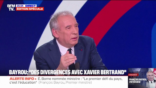 Je lui ai proposé le ministère de l'Agriculture , raconte François Bayrou à propos de Xavier Bertrand