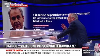 François Bayrou : "Il est faux de dire que Marine Le Pen m'a téléphoné pour me dire qu'elle ne voulait pas de Xavier Bertrand."