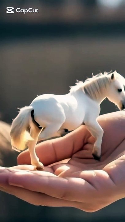 Cute tiny white hourse