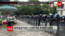 Policías de CdMx realizan operativo contra la piratería en el Centro Histórico