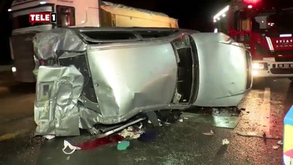 Hurdaya dönen araçta can verdi